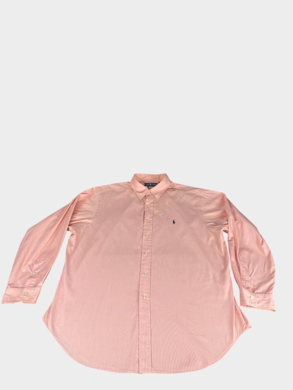 Ralph Lauren Men's 18 34/35 Classic Fit Orange White Stripe Button Down Shirt